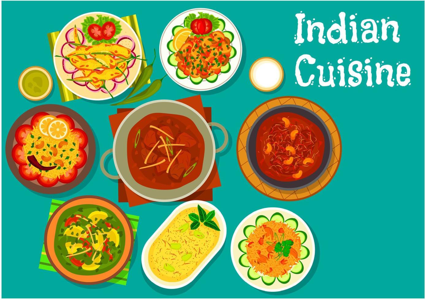 indisk kök kryddad middag med efterrätt ikon vektor