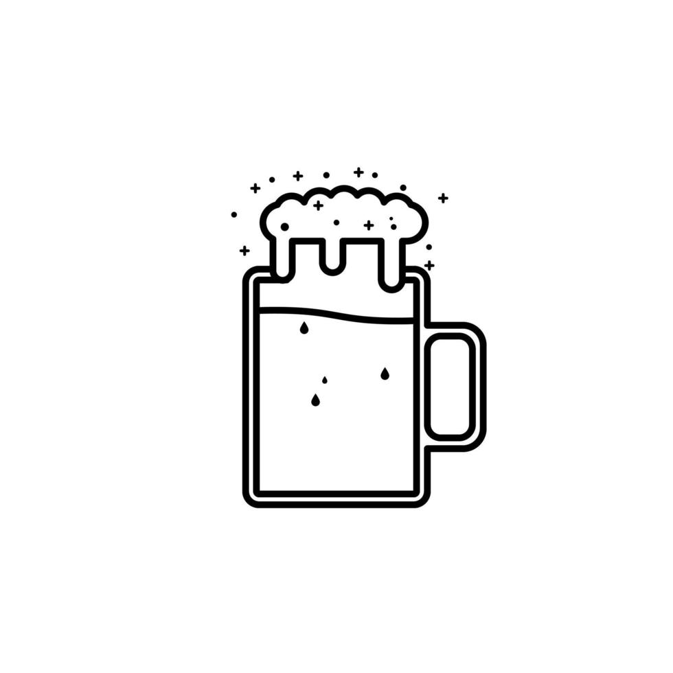 råna glas burk ikon med soda skum på vit bakgrund. enkel, linje, silhuett och rena stil. svart och vit. lämplig för symbol, tecken, ikon eller logotyp vektor