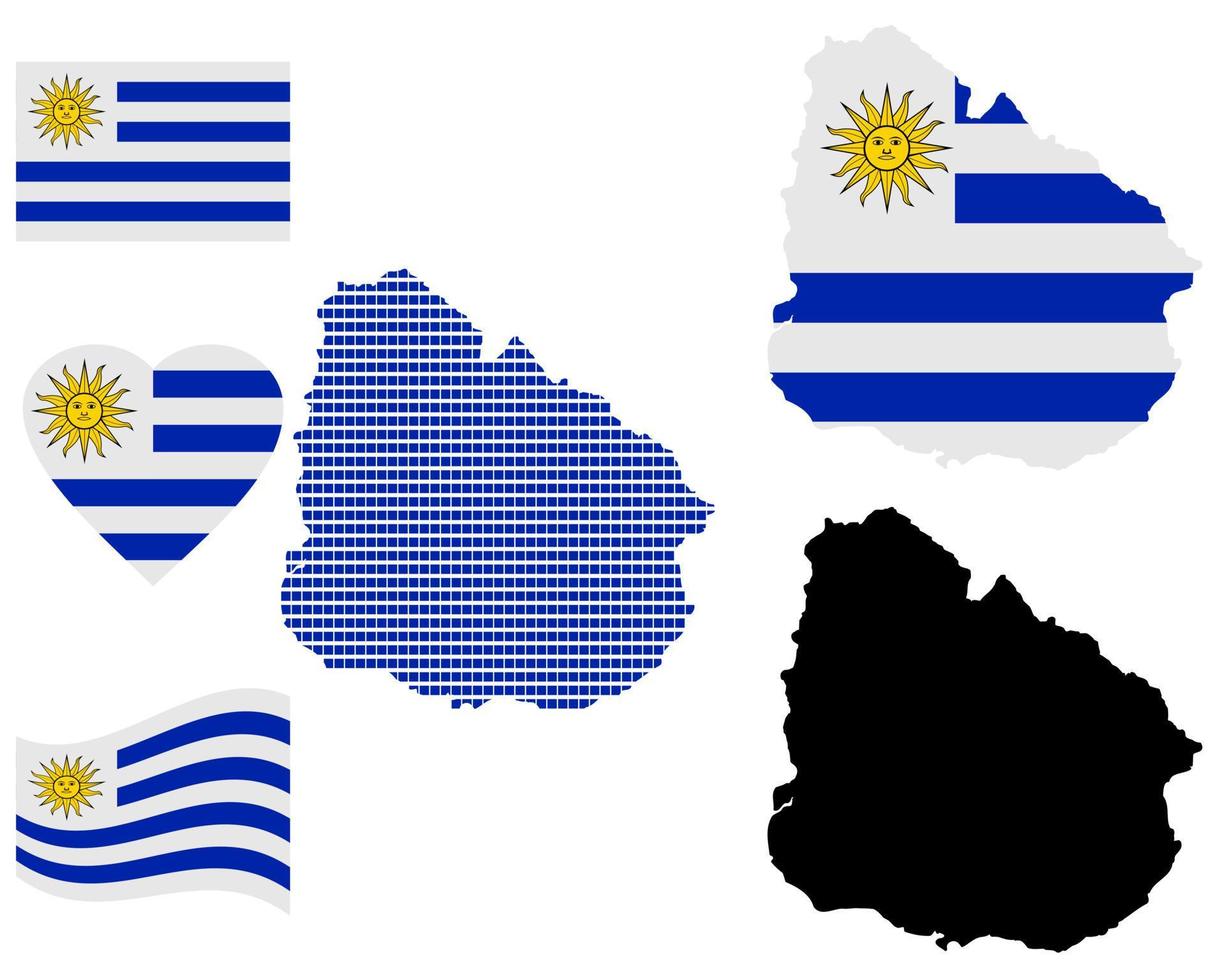 Karte der östlichen Republik Uruguay und die verschiedenen Arten von Zeichen auf weißem Hintergrund vektor