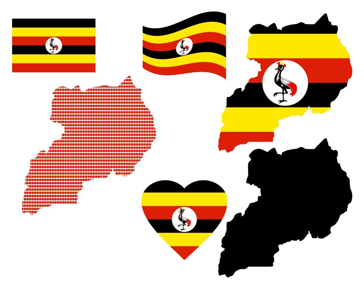 uganda annorlunda kort typer och tecken på en vit bakgrund vektor