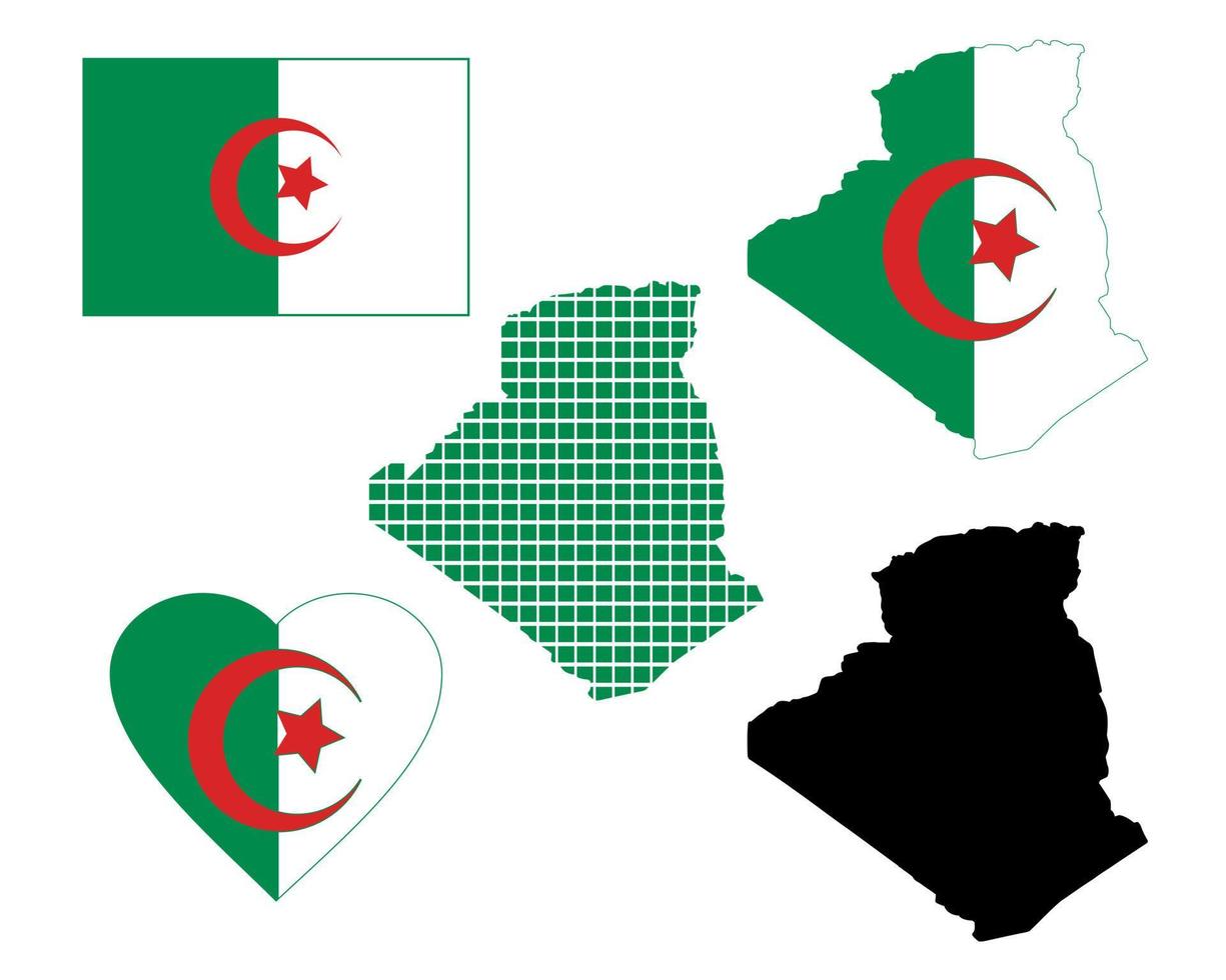 Karta av algeriet i annorlunda färger och symboler på en vit bakgrund vektor