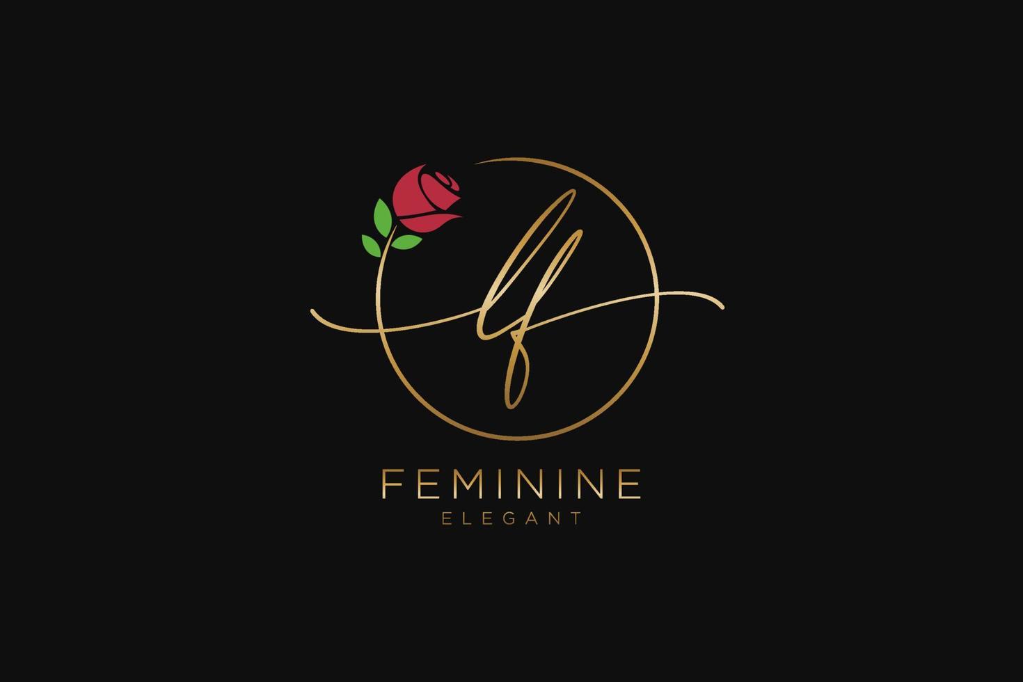 anfängliches lf-feminines Logo-Schönheitsmonogramm und elegantes Logo-Design, Handschrift-Logo der Erstunterschrift, Hochzeit, Mode, Blumen und Pflanzen mit kreativer Vorlage. vektor