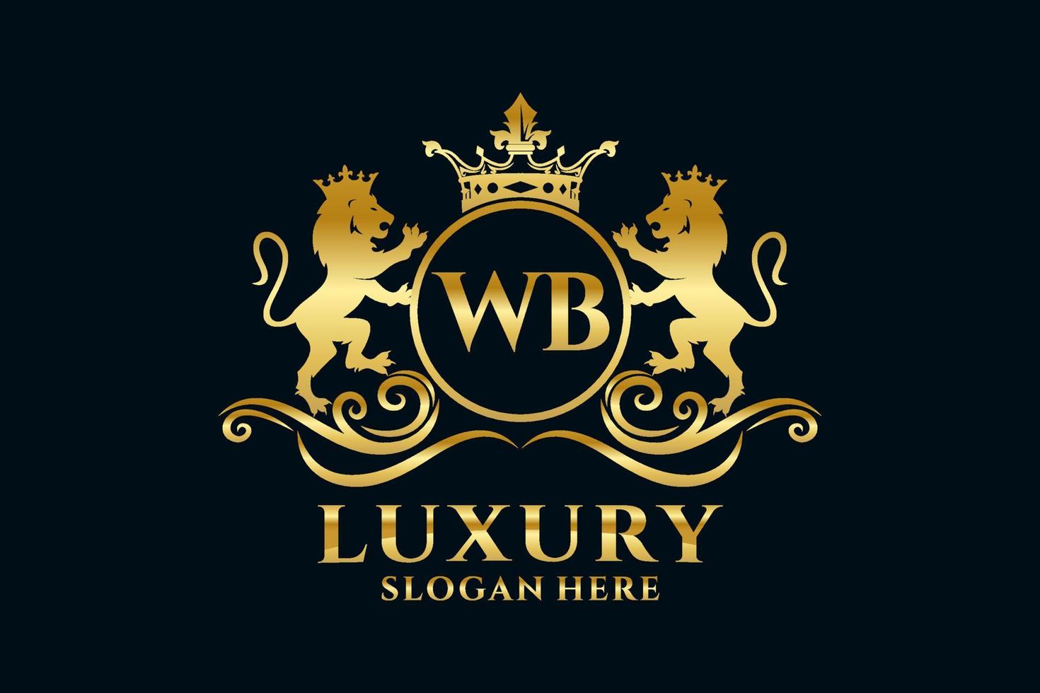 Anfangsbuchstaben wb lion royal Luxus-Logo-Vorlage in Vektorgrafiken für luxuriöse Branding-Projekte und andere Vektorillustrationen. vektor