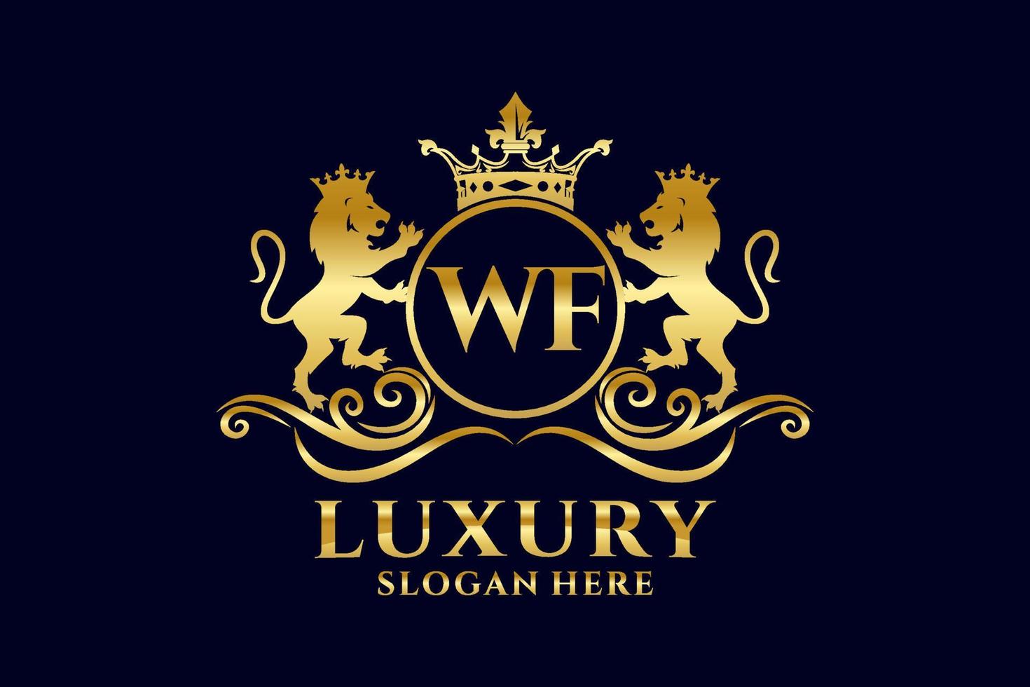 Initial wf Letter Lion Royal Luxury Logo Vorlage in Vektorgrafiken für luxuriöse Branding-Projekte und andere Vektorillustrationen. vektor