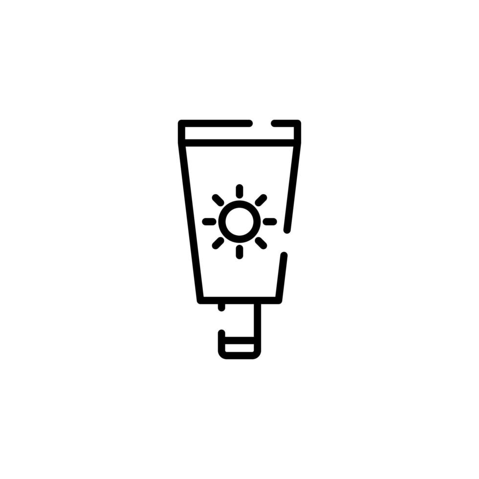 Sonnencreme, Sonnencreme, Lotion, Sommer gepunktete Linie Symbol Vektor Illustration Logo Vorlage. für viele Zwecke geeignet.