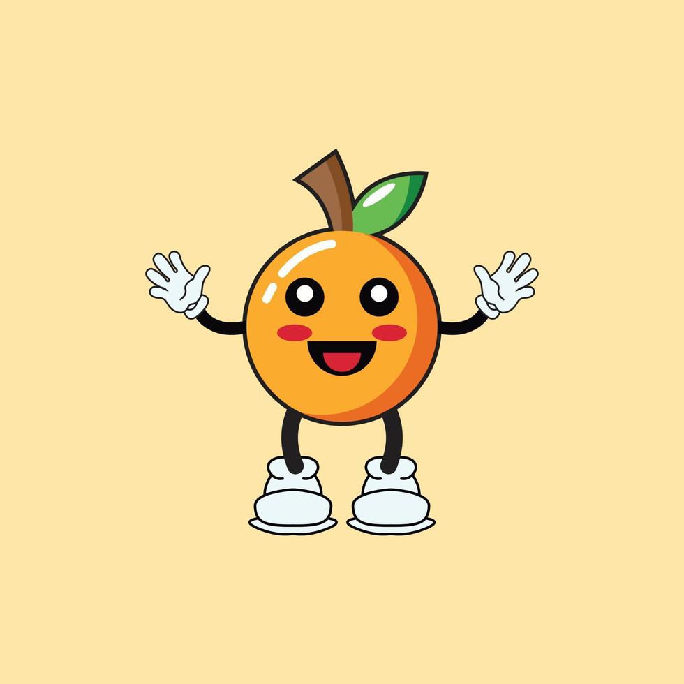 söt orange frukt karaktär vektor logotyp ikon