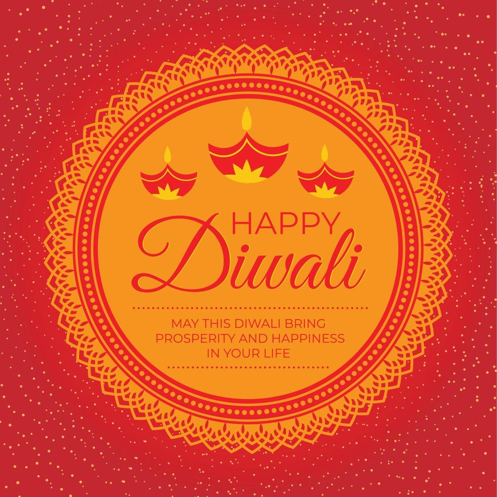 glückliche diwali-karte mit diwali-wünschen, diya und funkelndem hintergrund vektor