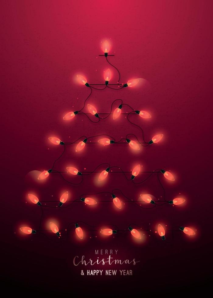 abstrakter weihnachtsbaum aus leuchtend roten weihnachtslichtern. vektor