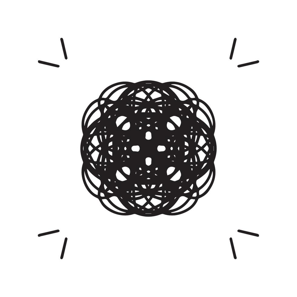 Kreisförmige, zufällige, unordentliche Linien, Chaos-Logo. Konzept-Logo über verwirrten Geist, Lebensweg, harte Entscheidung, Seelentransformation. schwarze Stifthandzeichnungsvektorikone lokalisiert auf weißem Hintergrund. vektor