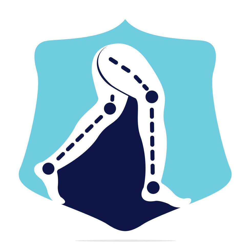 Logo-Vorlagendesign für Beinprothesen. Vektordesign für orthopädische und physiotherapeutische Kliniken. vektor