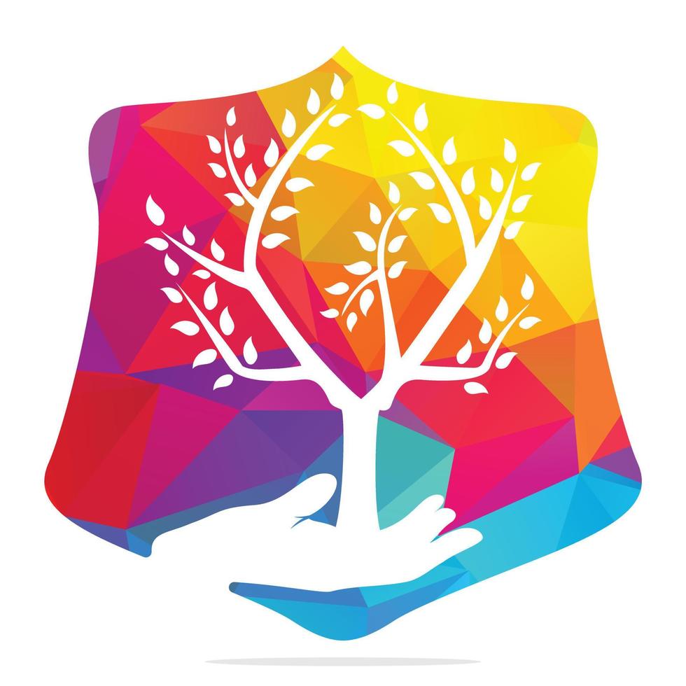 Baum in der Hand-Vektor-Logo-Design. Naturprodukt-Logo. Kosmetik-Symbol. Spa-Logo. vektor