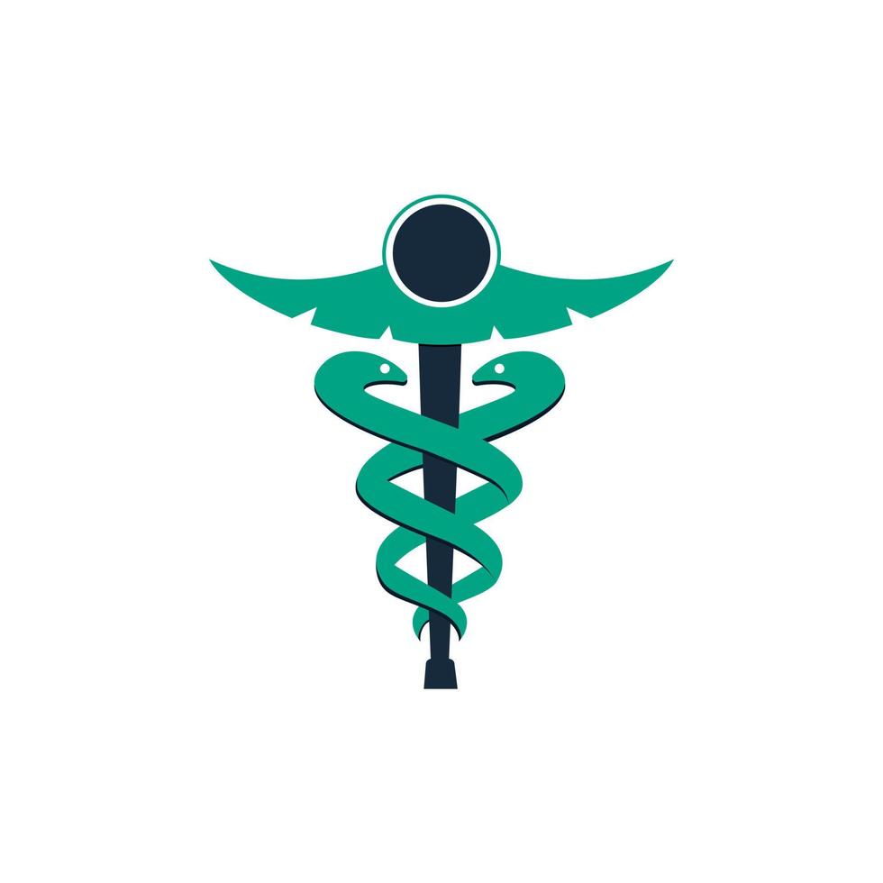 caduceus medicinsk logotyp vektor design. medicinsk caduceus ikon symbol, isolerat på vit bakgrund, vektor illustration.