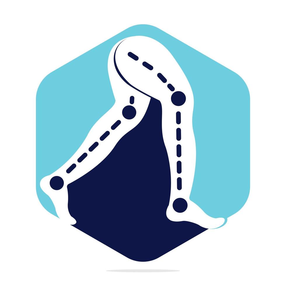 Logo-Vorlagendesign für Beinprothesen. Vektordesign für orthopädische und physiotherapeutische Kliniken. vektor