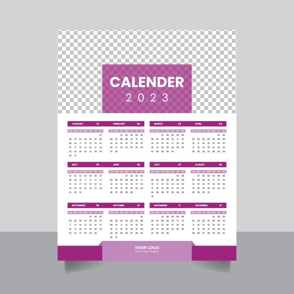 2023 ny år enkel vägg kalender planerare mall design vektor illustration
