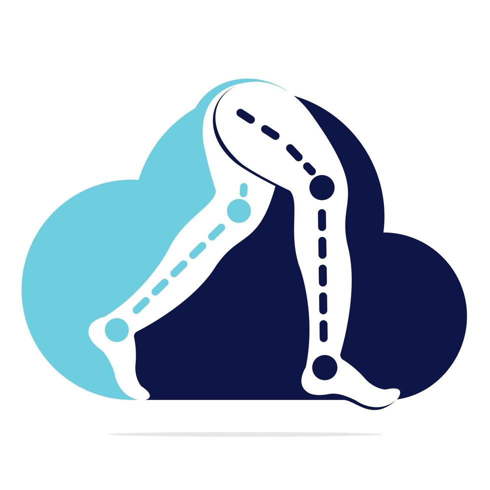 Logo-Vorlagendesign für Cloud-Beinprothesen. Vektordesign für orthopädische und physiotherapeutische Kliniken. vektor