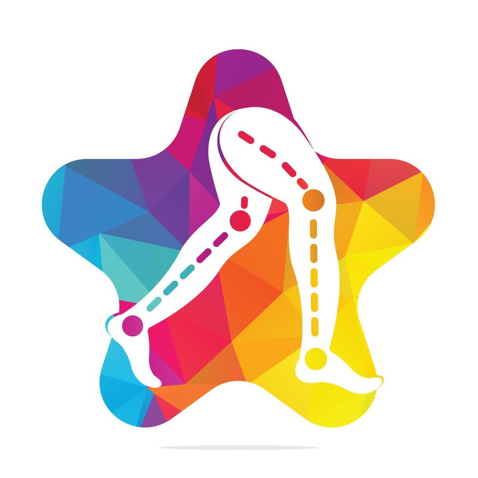 Star Beinprothese Logo Template Design. Vektordesign für orthopädische und physiotherapeutische Kliniken. vektor
