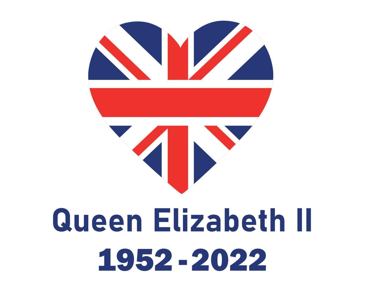 brittiskt förenad rike flagga hjärta och drottning Elizabeth 1952 2022 blå nationell Europa emblem ikon vektor illustration abstrakt design element