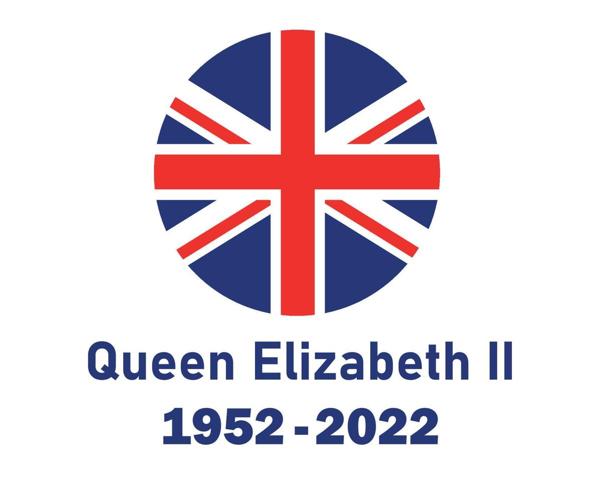 britisches Flaggenemblem des Vereinigten Königreichs und Königin Elizabeth 1952 2022 blaues nationales Europa-Ikonenvektorillustrations-Zusammenfassungsgestaltungselement vektor
