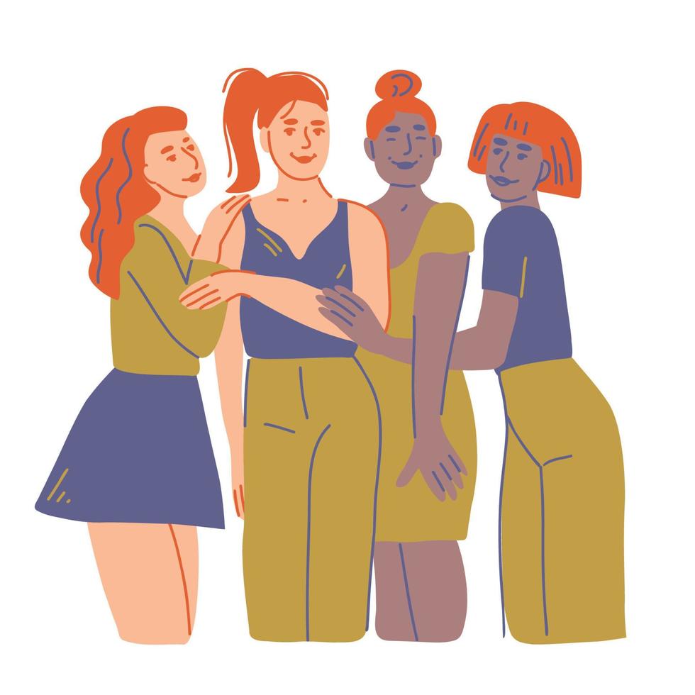 fyra kvinna vänskap vektor