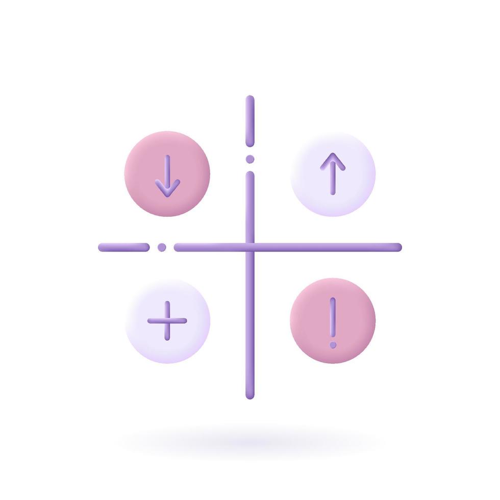 swot-analyse 3d-symbol. Stärken, Schwächen, Bedrohungen und Chancen des Unternehmens. 3D-Render-Vektor-Illustration vektor