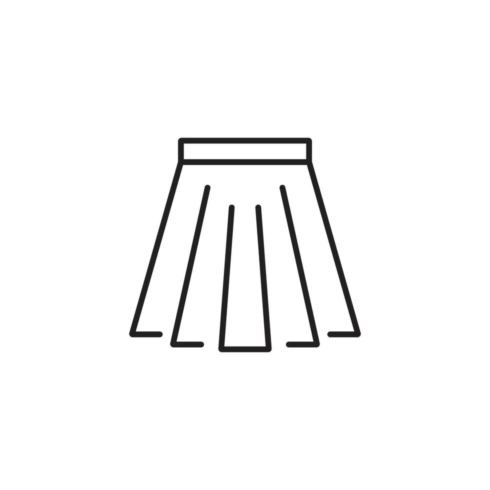 eps10 schwarzer Vektor kurzer Rock abstrakte Liniensymbol isoliert auf weißem Hintergrund. Minirock-Umrisssymbol in einem einfachen, flachen, trendigen, modernen Stil für Ihr Website-Design, Logo und mobile Anwendung