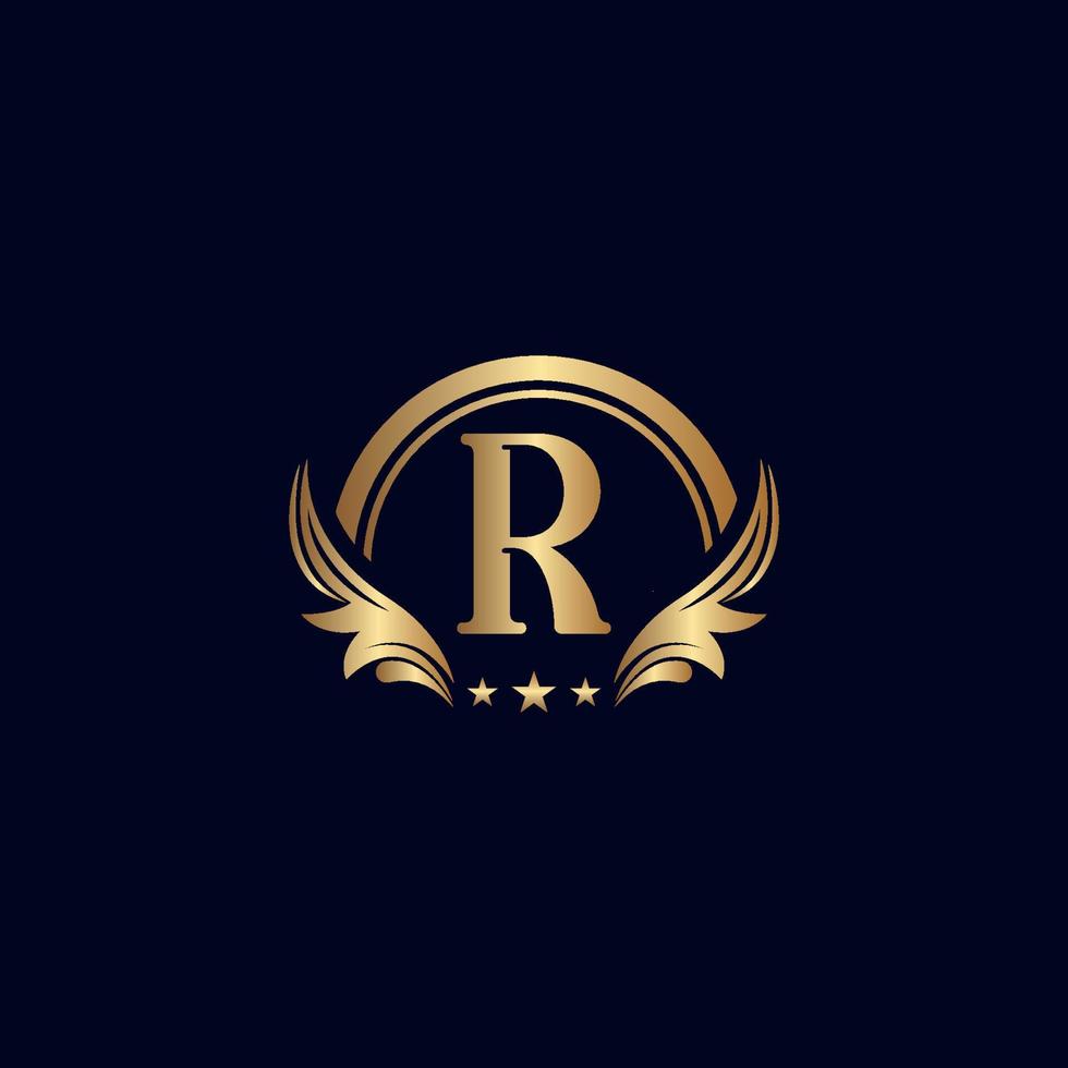 luxus buchstabe r logo royal gold star vektor