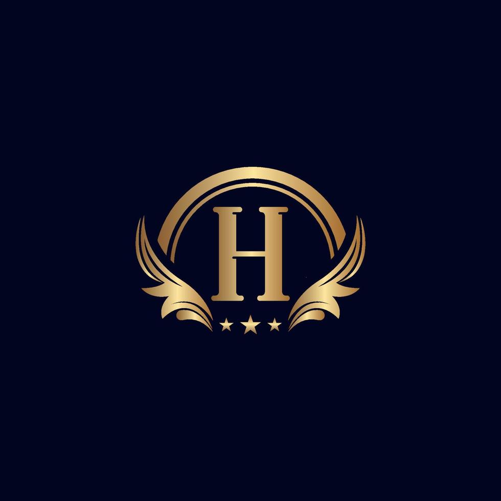 luxusbuchstabe h logo royal gold star vektor