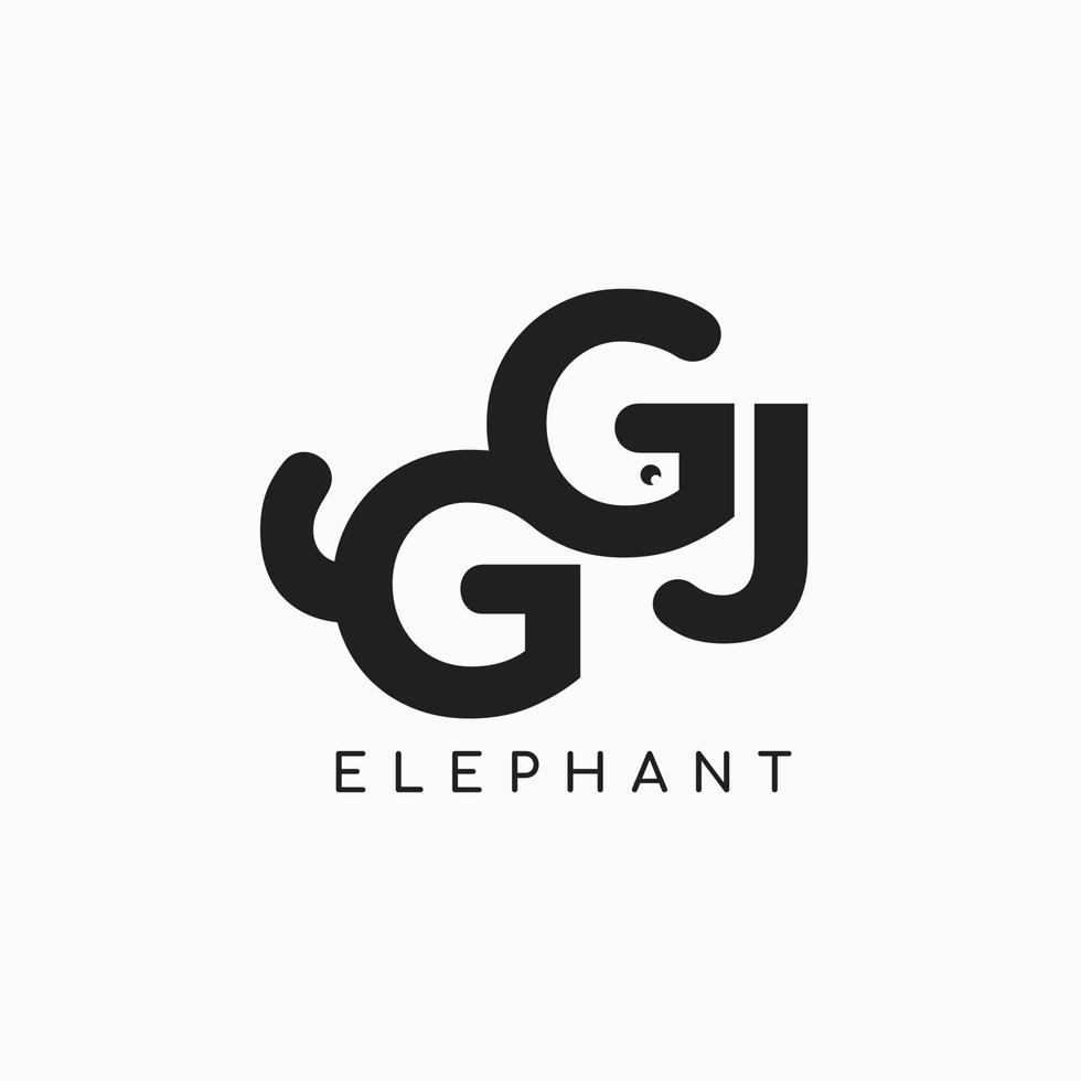 första brev kreativ logotyp former ett elefant ikon vektor