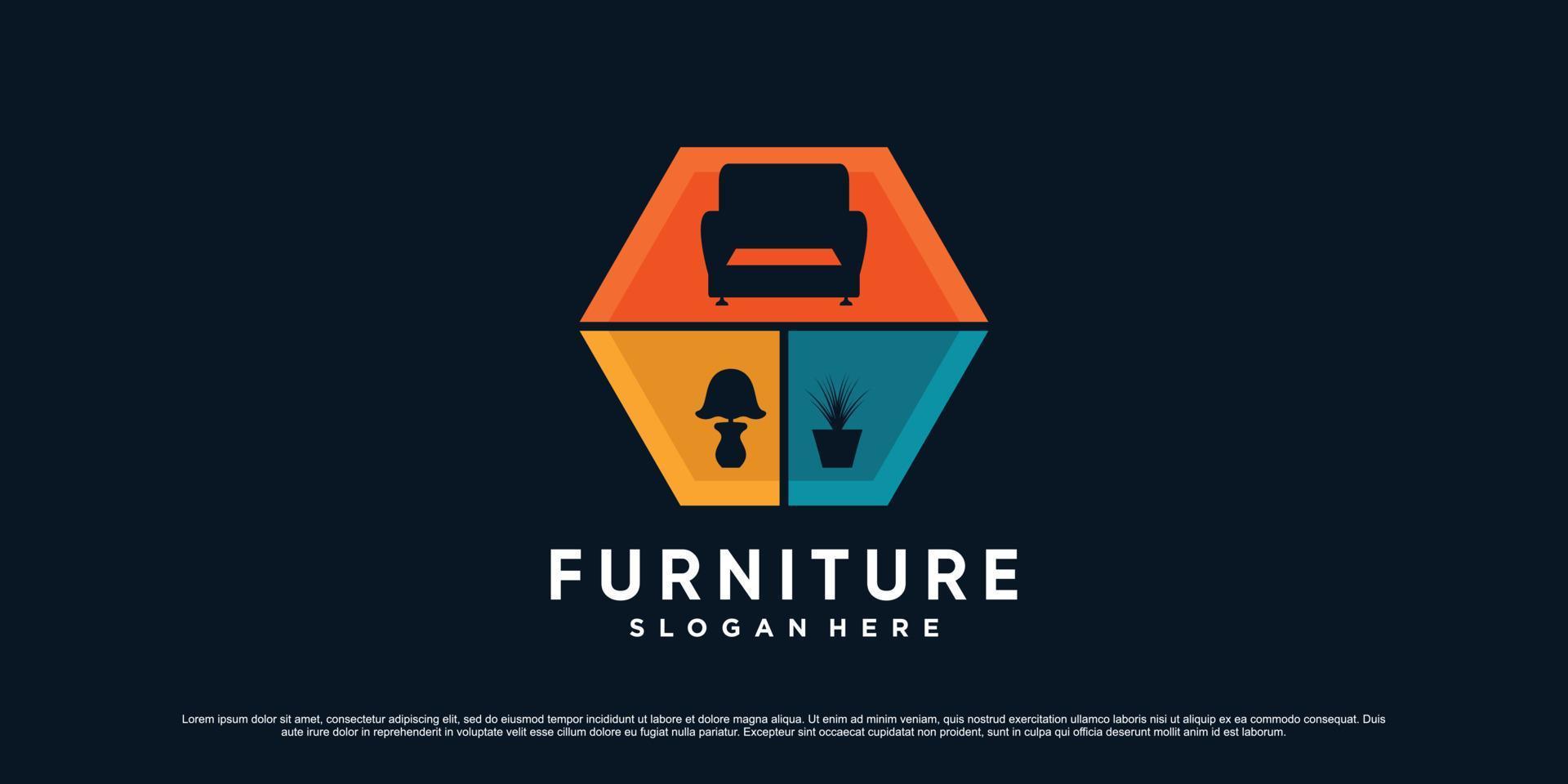 Möbel-Logo-Design-Inspiration für Geschäftsimmobilien mit kreativem Konzept-Premium-Vektor vektor