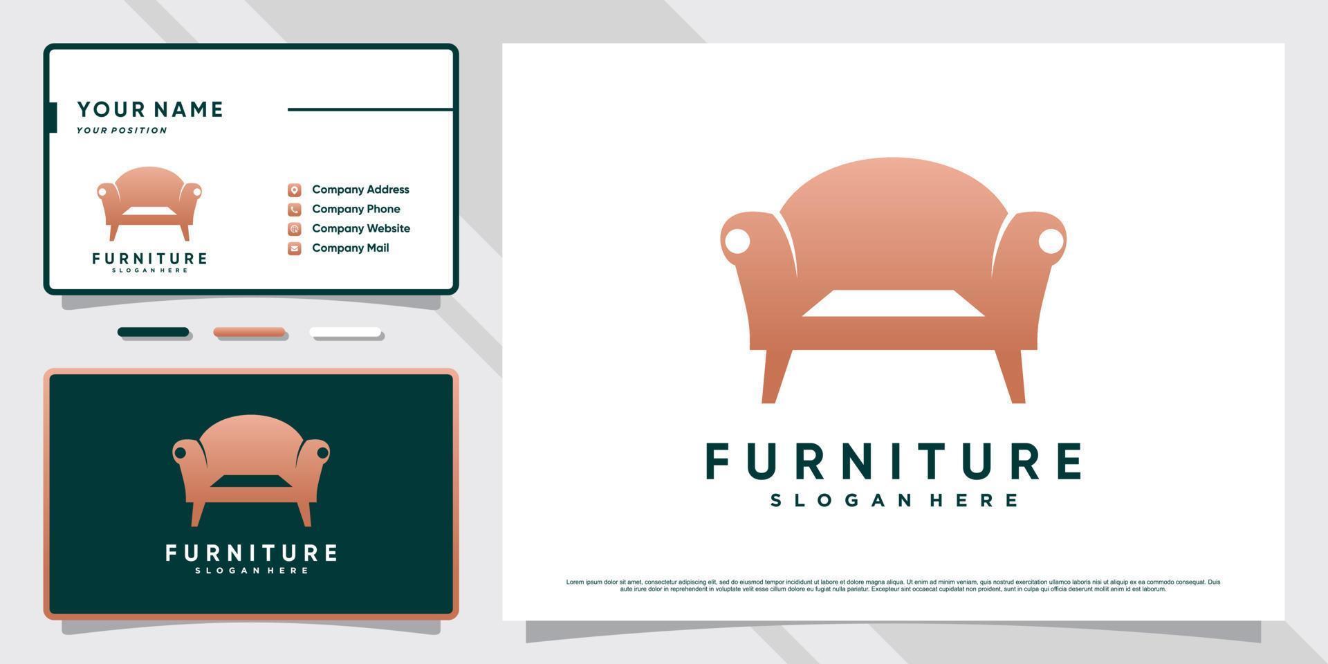 möbel logotyp design illustration för interiör fast egendom med företag kort mall premie vektor