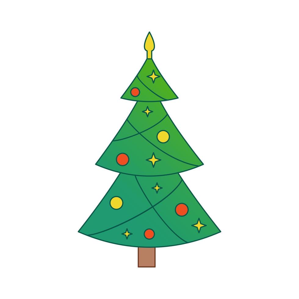 vektor jul träd. vintergröna träd med dekorationer. gran träd för ny år med bollar. lutning.