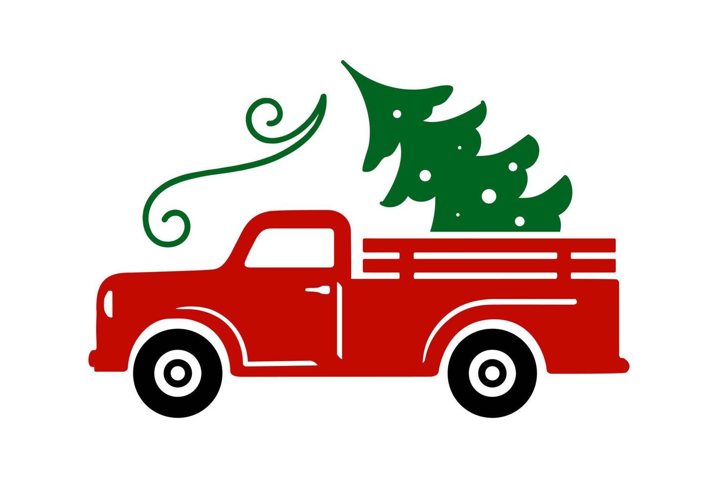 frohe weihnachten lkw baum schrift grußkarte. handgezeichnetes beschriftungsplakat für weihnachten. Weihnachts-LKW-Baum zitiert Kalligraphie-Schriftzug-Vektorillustration. vektor