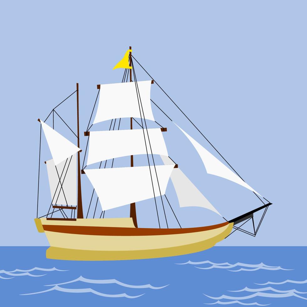 redigerbar sida se segling fartyg på hav vektor illustration för natur eller transport fordon och historisk utbildning relaterad design
