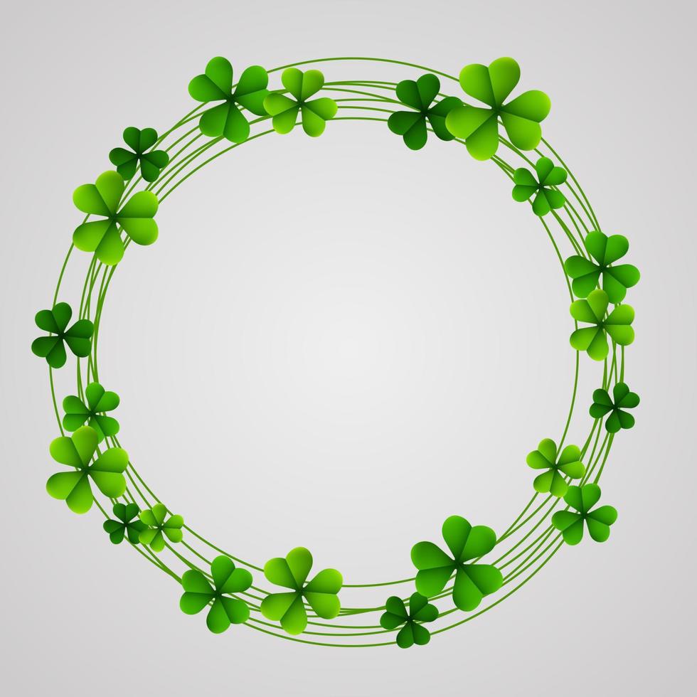 St. Patrick's Day Hintergrund mit Shamrock hinterlässt runden Rahmen vektor