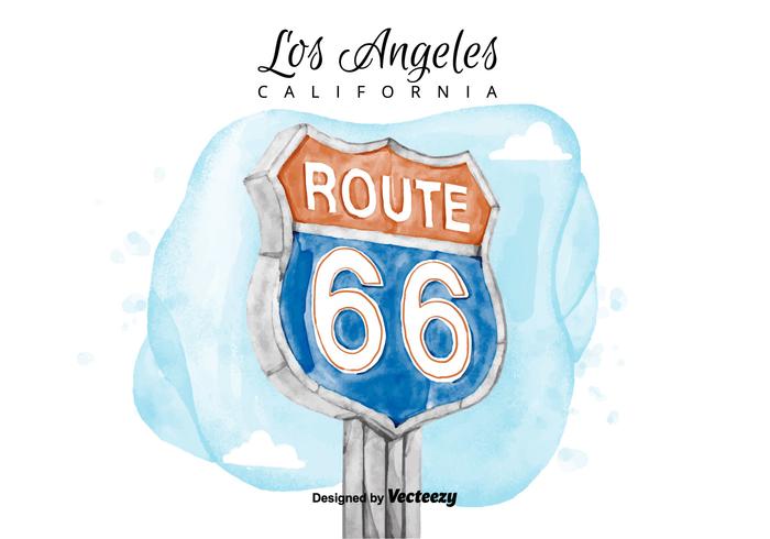 Kostenlose Route 66 Zeichen Aquarell Vektor