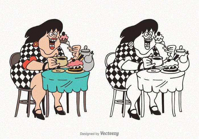 Gratis Cartoon Fat Woman Vector Illustration