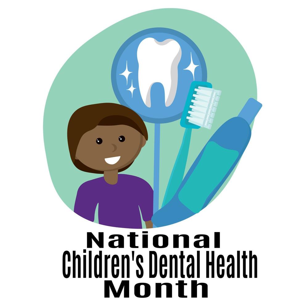 nationell barns dental hälsa månad, aning för en affisch, baner, flygblad eller vykort på en medicinsk tema vektor
