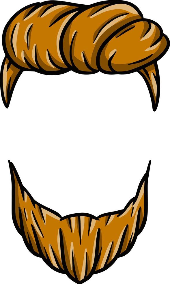 modischer Herrenhaarschnitt. element von kopf und gesicht hipster. hand gezeichneter haarkerl-cartoon. Mode und Stil. Logo des Friseursalons. Haare und Bart vektor