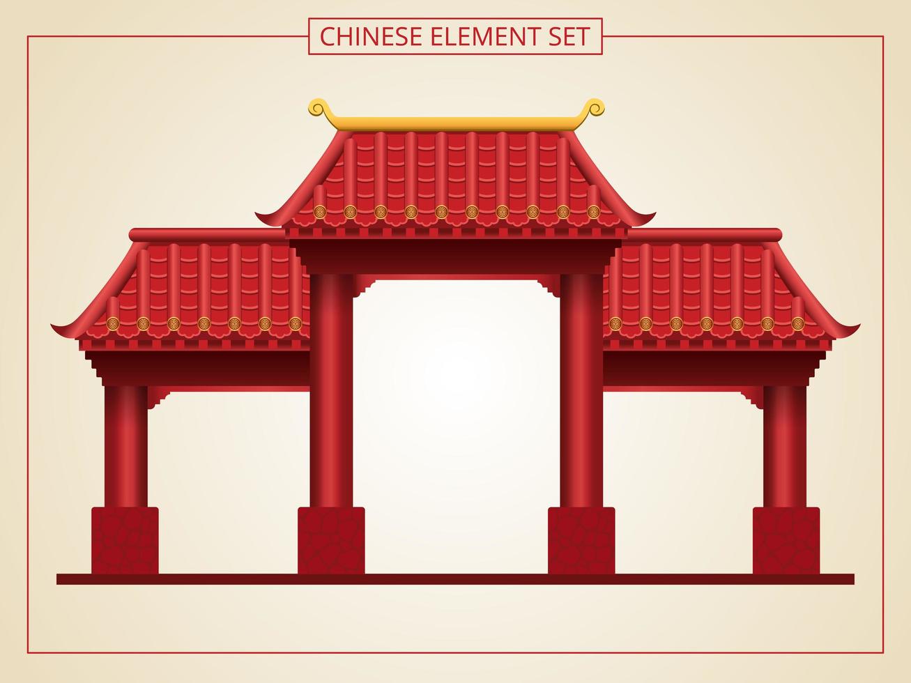 chinesischer Eingang mit rotem Dach vektor