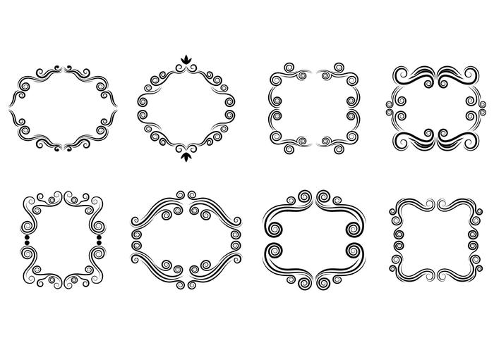 Set av Scrollwork Cartouche Vector