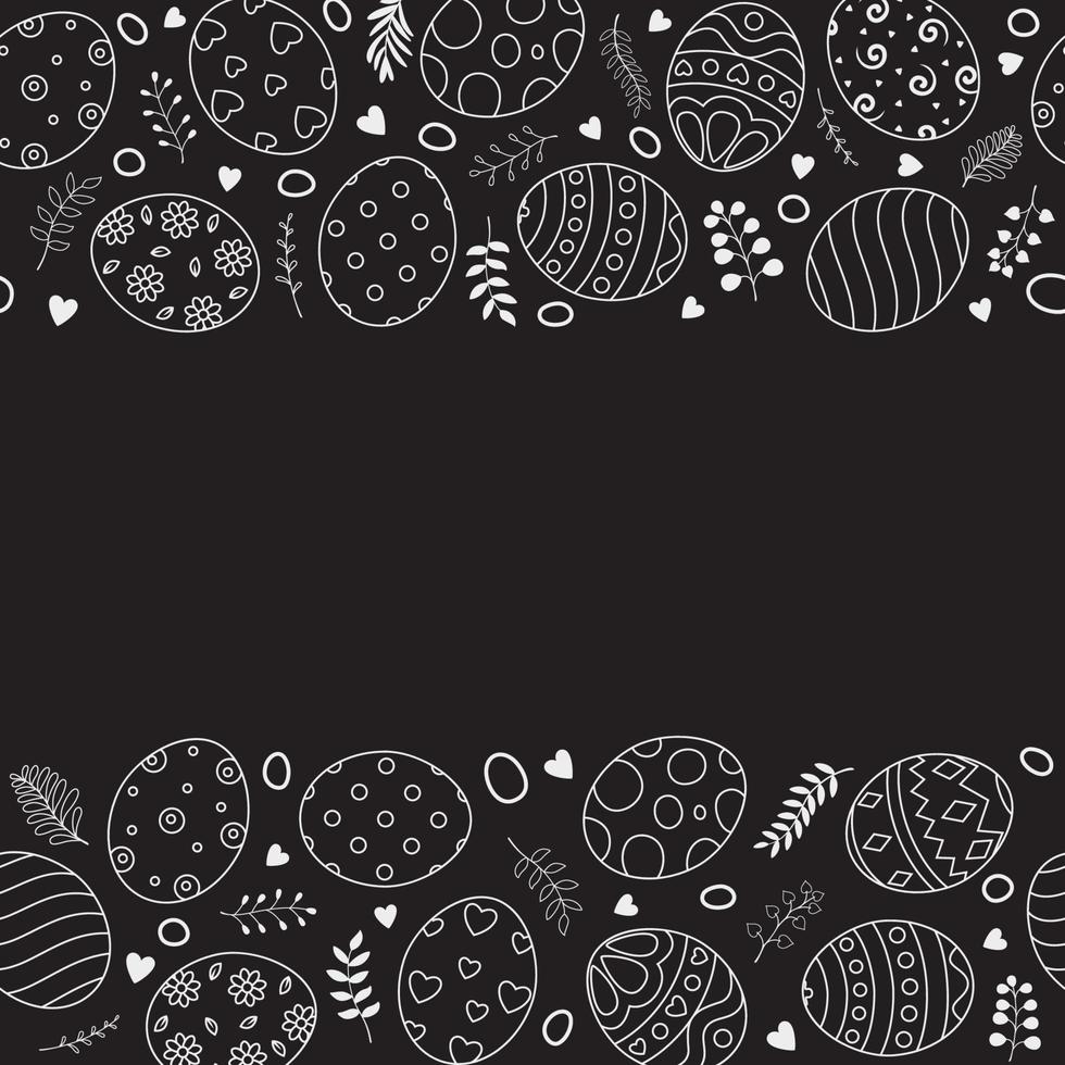 doodle von ostereiern set sammlung auf schwarzem hintergrund vektor
