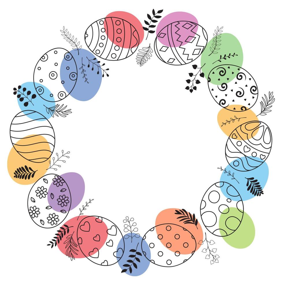 doodle von ostereiern set sammlung mit ornamenten und farbigen eiern auf weißem hintergrund vektor