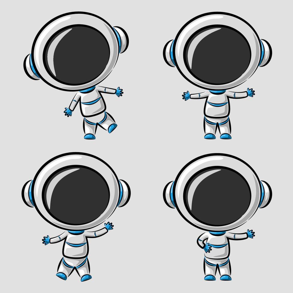 lustiger kleiner Astronaut isoliert auf weißem Hintergrund vektor