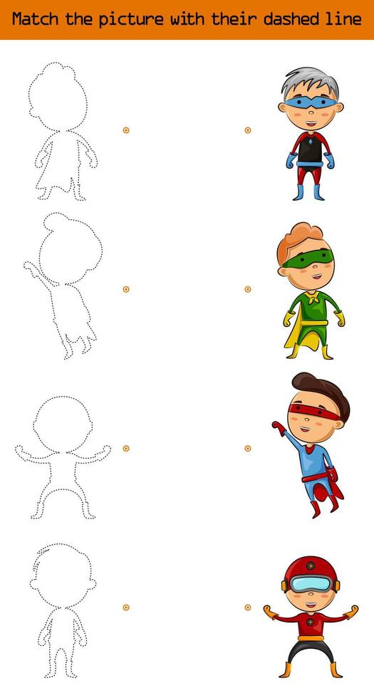 match de bild uppsättning av karaktär superhjälte barn vektor