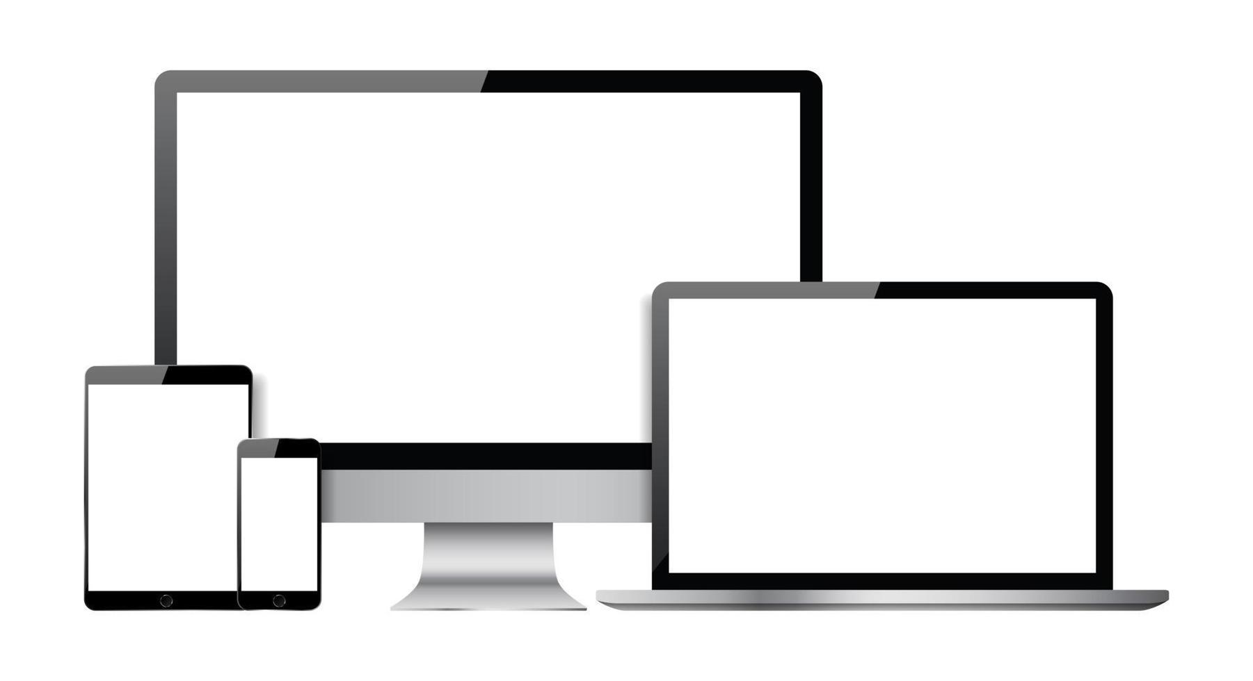 satz leerer bildschirme mit computermonitor, laptop, tablet und smartphone vektor
