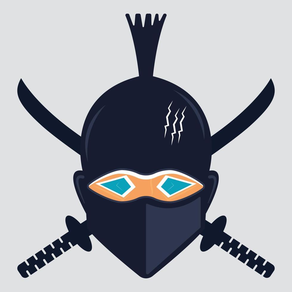 ninja och gräsmatta maskot logotyp design mall. ninja gaming maskot för gaming kanal. vektor