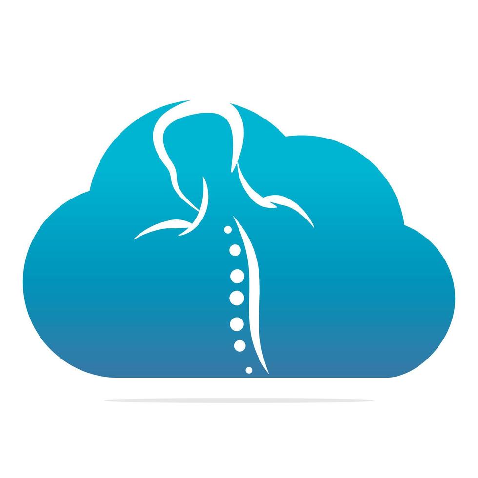 chiropraktische Cloud-Logo-Design-Vektorillustration. Logo für Schmerzen im menschlichen Rückgrat. Logo für die Wirbelsäulenpflege. vektor