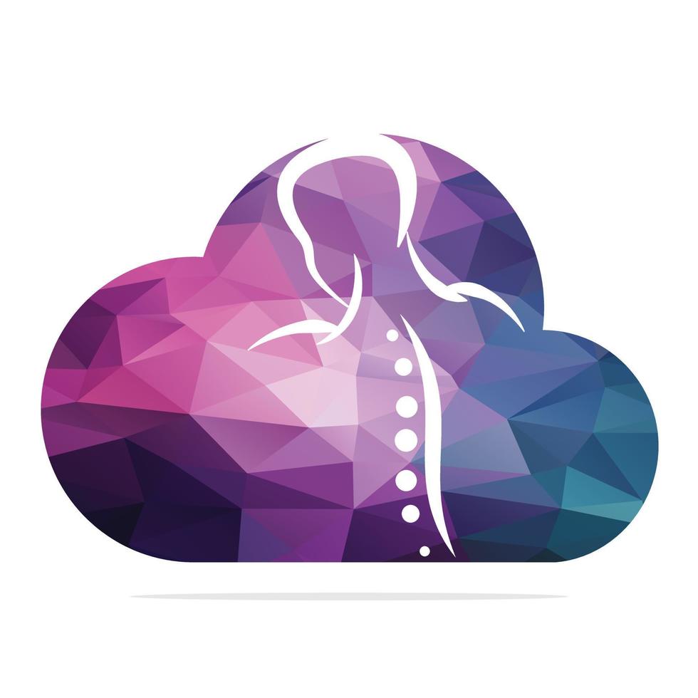 chiropraktische Cloud-Logo-Design-Vektorillustration. Logo für Schmerzen im menschlichen Rückgrat. Logo für die Wirbelsäulenpflege. vektor