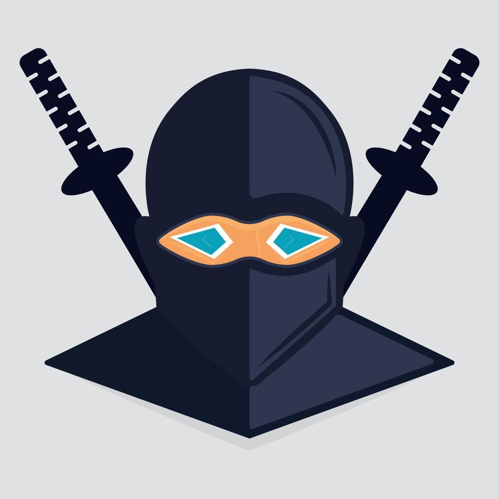 ninja och gräsmatta maskot logotyp design mall. ninja gaming maskot för gaming kanal. vektor