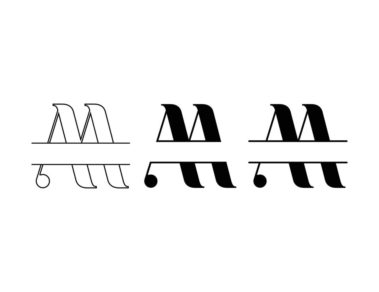Buchstabe m Split-Logo-Design für Namensvorlage vektor